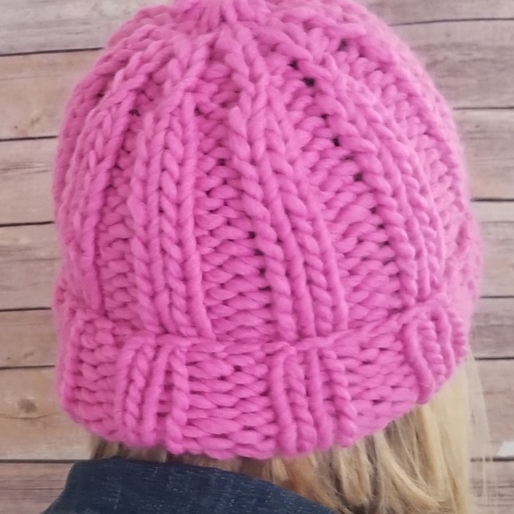Pink Handmade Chunky Beanie - Picture 4 of 4